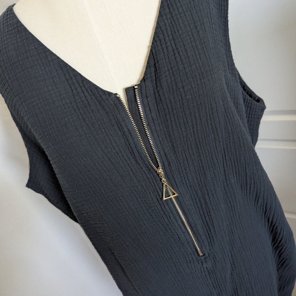 Soft Surroundings Black Jumpsuit with Gold Zipper